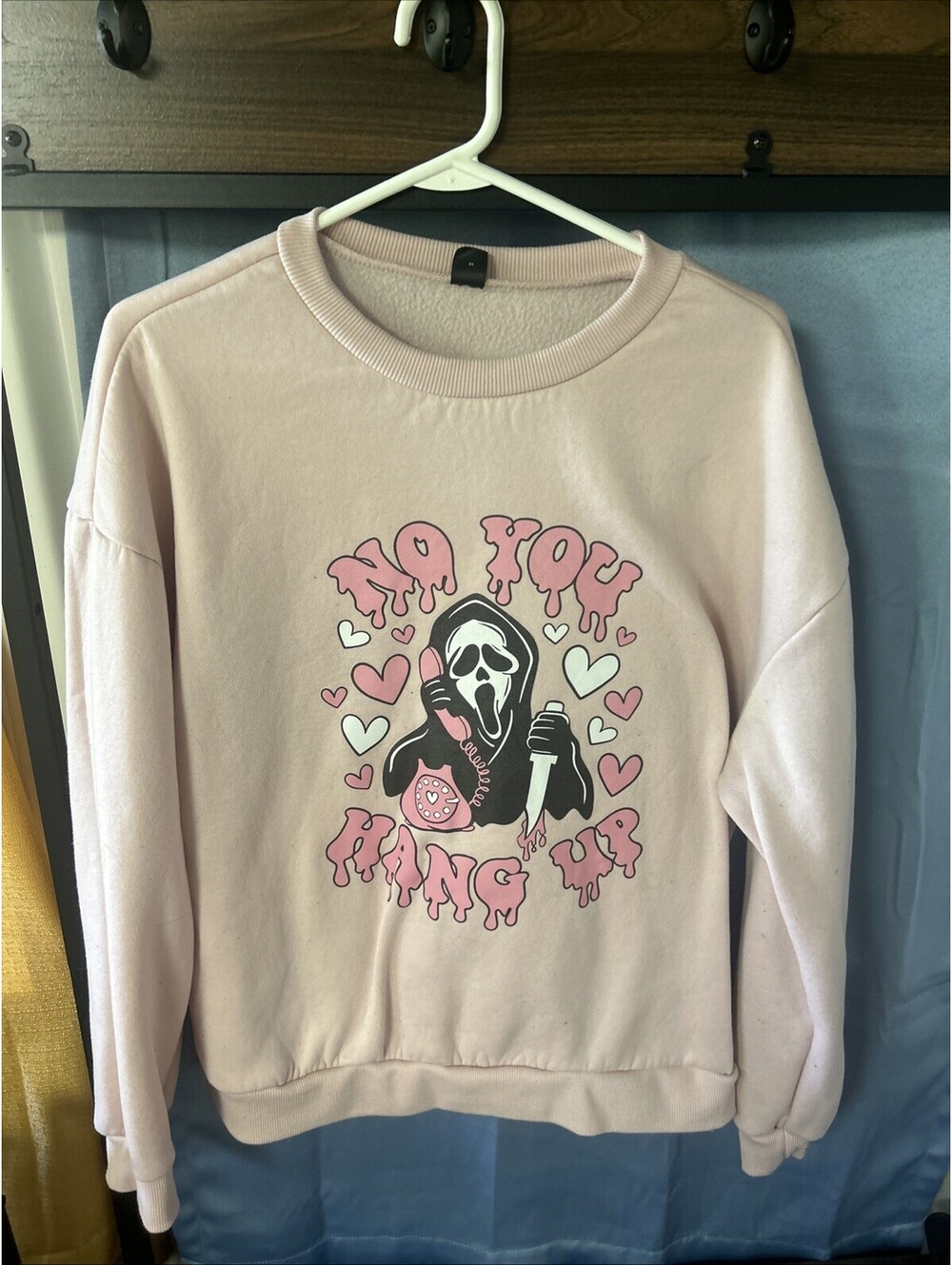 SHEIN Ghost face No You Hang Up Xl Sweatshirt Pink